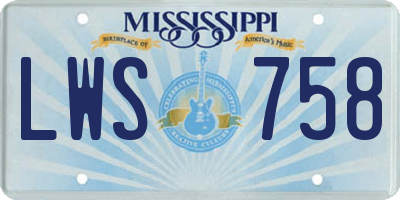 MS license plate LWS758