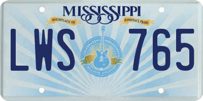 MS license plate LWS765