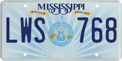 MS license plate LWS768