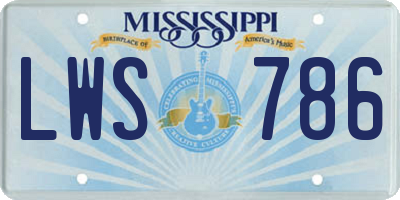 MS license plate LWS786