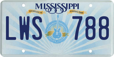 MS license plate LWS788