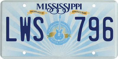 MS license plate LWS796