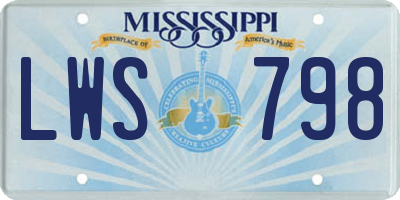 MS license plate LWS798