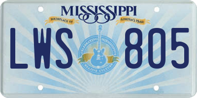 MS license plate LWS805