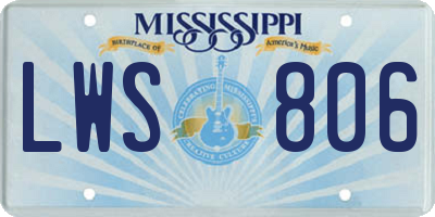 MS license plate LWS806