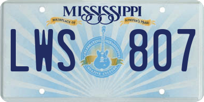 MS license plate LWS807