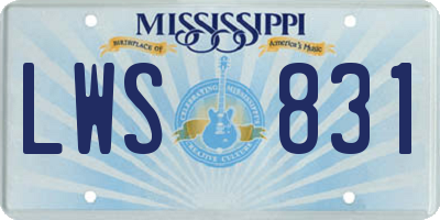 MS license plate LWS831