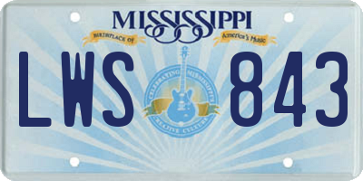 MS license plate LWS843