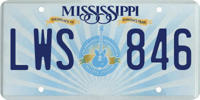 MS license plate LWS846