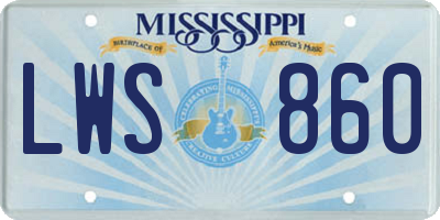 MS license plate LWS860