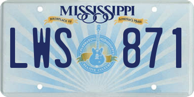 MS license plate LWS871