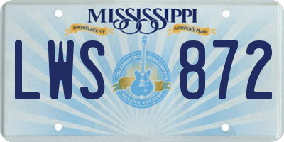 MS license plate LWS872