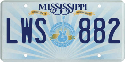 MS license plate LWS882