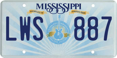 MS license plate LWS887