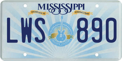 MS license plate LWS890