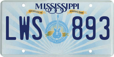 MS license plate LWS893