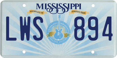 MS license plate LWS894