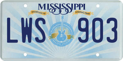 MS license plate LWS903