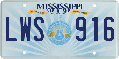 MS license plate LWS916