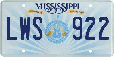 MS license plate LWS922