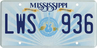 MS license plate LWS936