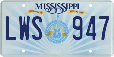 MS license plate LWS947