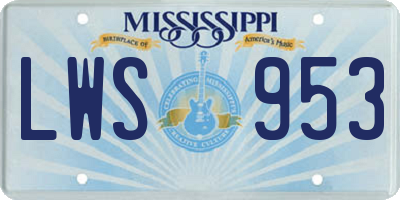 MS license plate LWS953