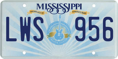 MS license plate LWS956