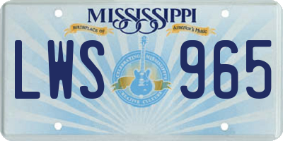 MS license plate LWS965