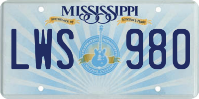MS license plate LWS980