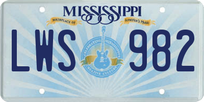 MS license plate LWS982
