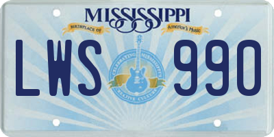 MS license plate LWS990