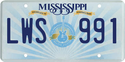 MS license plate LWS991