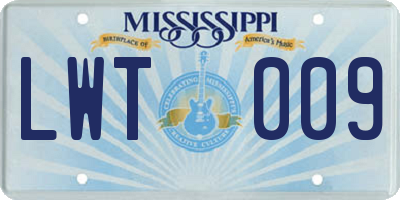 MS license plate LWT009