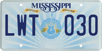 MS license plate LWT030