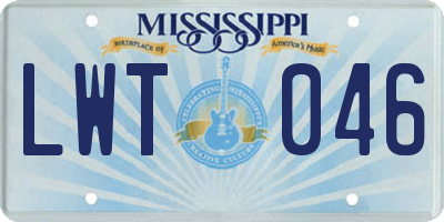 MS license plate LWT046