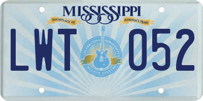 MS license plate LWT052