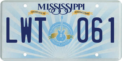 MS license plate LWT061