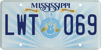 MS license plate LWT069