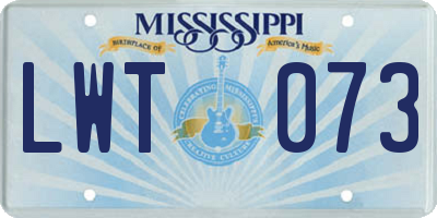MS license plate LWT073
