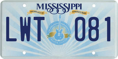 MS license plate LWT081
