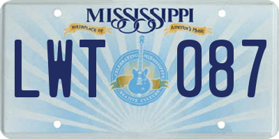 MS license plate LWT087