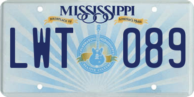 MS license plate LWT089
