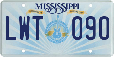 MS license plate LWT090