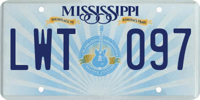 MS license plate LWT097