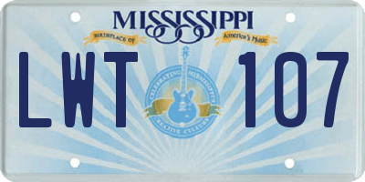 MS license plate LWT107