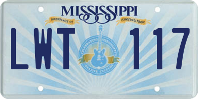MS license plate LWT117