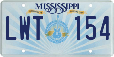 MS license plate LWT154