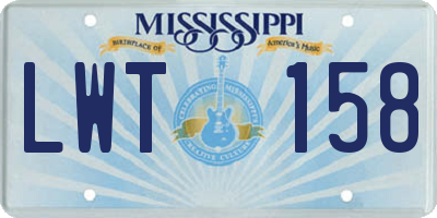 MS license plate LWT158