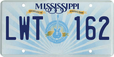 MS license plate LWT162